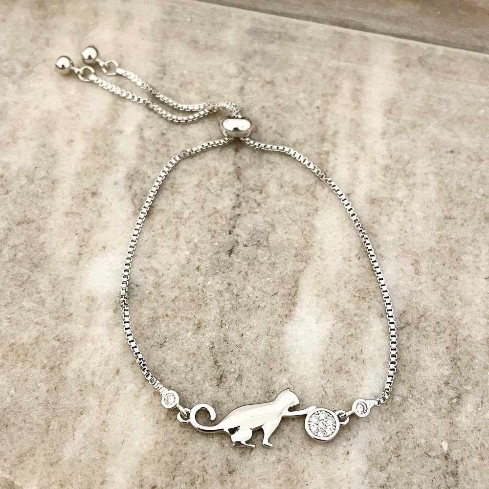 925 Sterling Silver Cat Bracelet Tennis Bracelet Cat Jewelry Cat Lover Gift